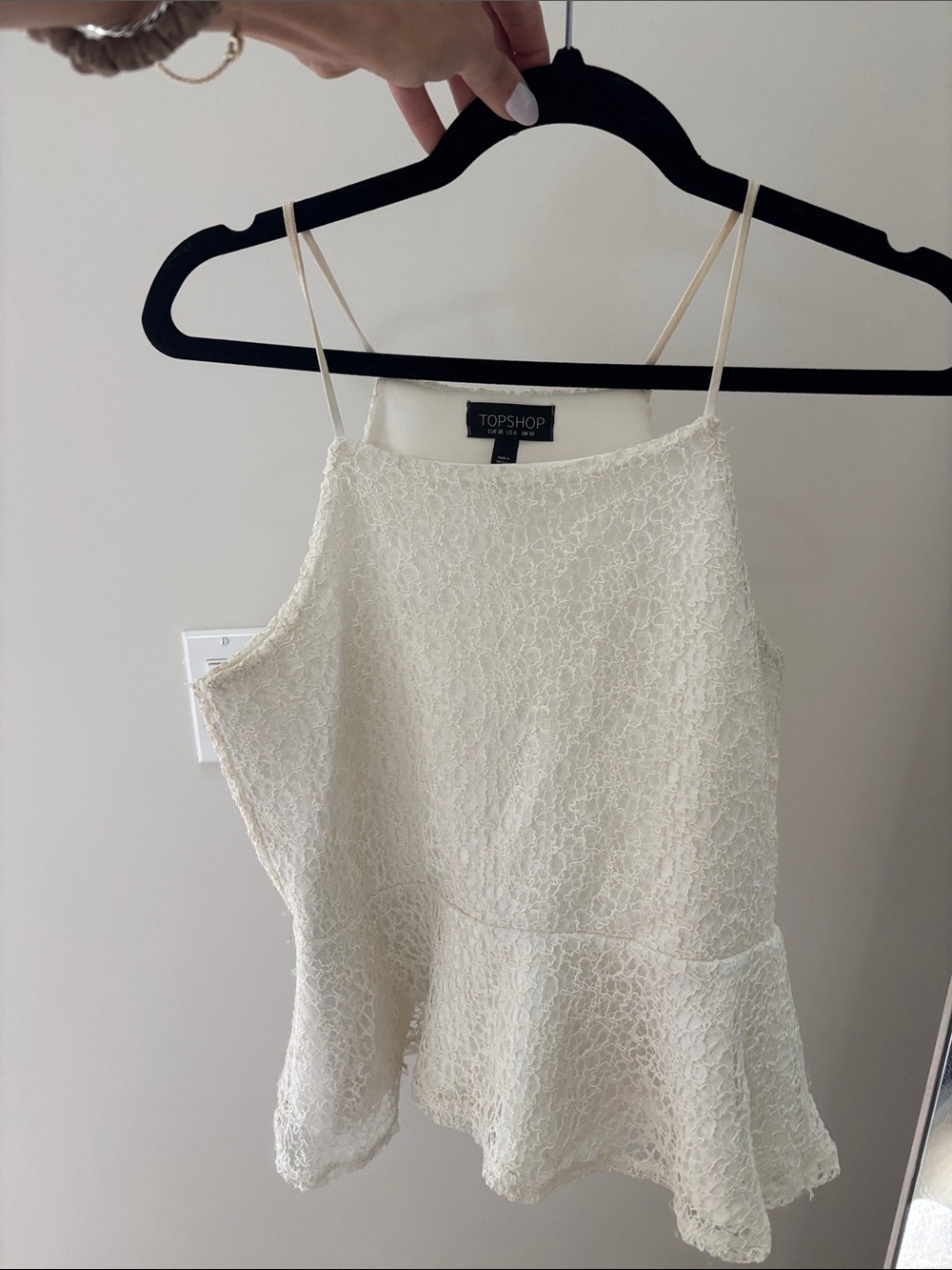 Topshop Ivory Lace Peplum Cami Top